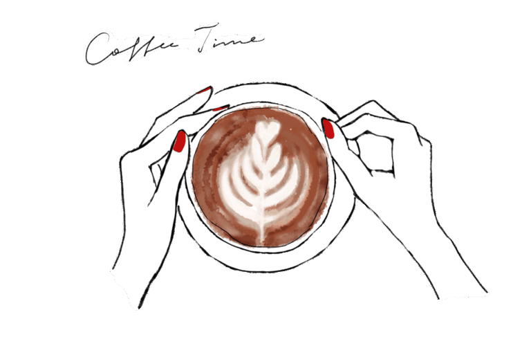 コーヒーを飲みながらマグカップ（ATAYCブログ用）