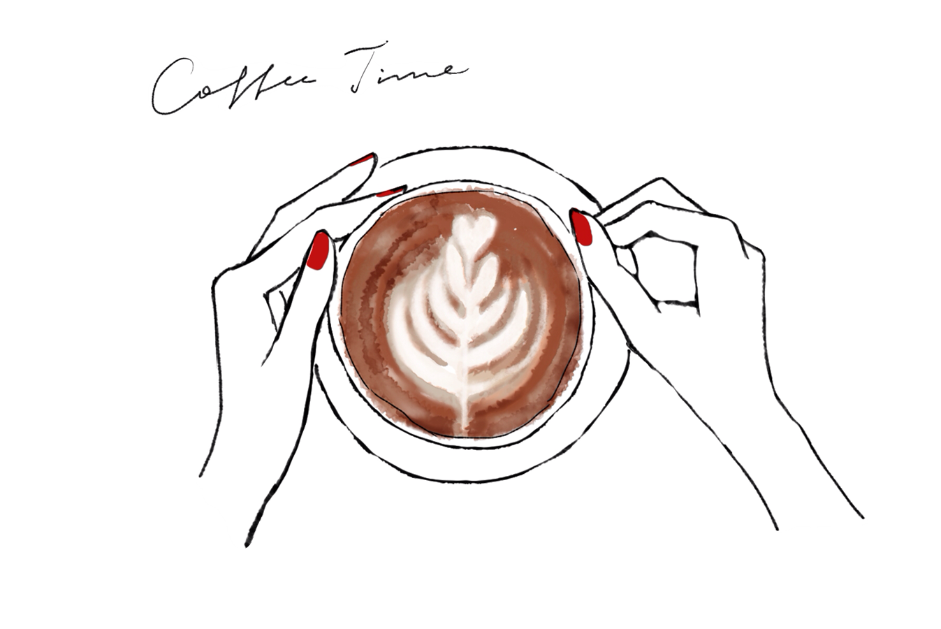 コーヒーを飲みながらマグカップ（ATAYCブログ用）