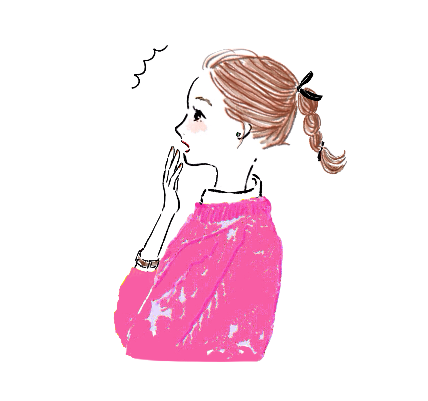 新しいことに気が付いて思案する女性ATAYCイラスト
