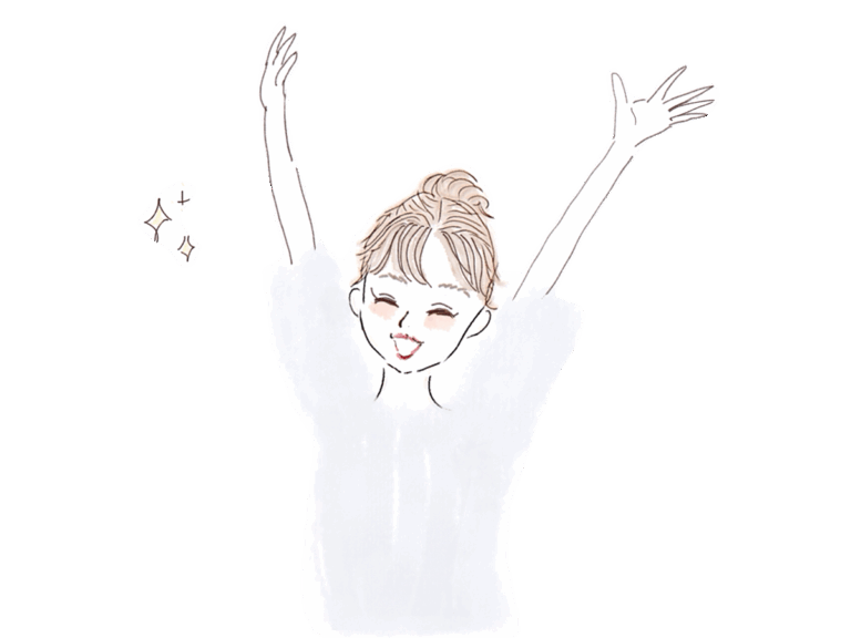 最高のメンターに出会えた喜んでいる女性のイラスト(ATAYC-イラスト)