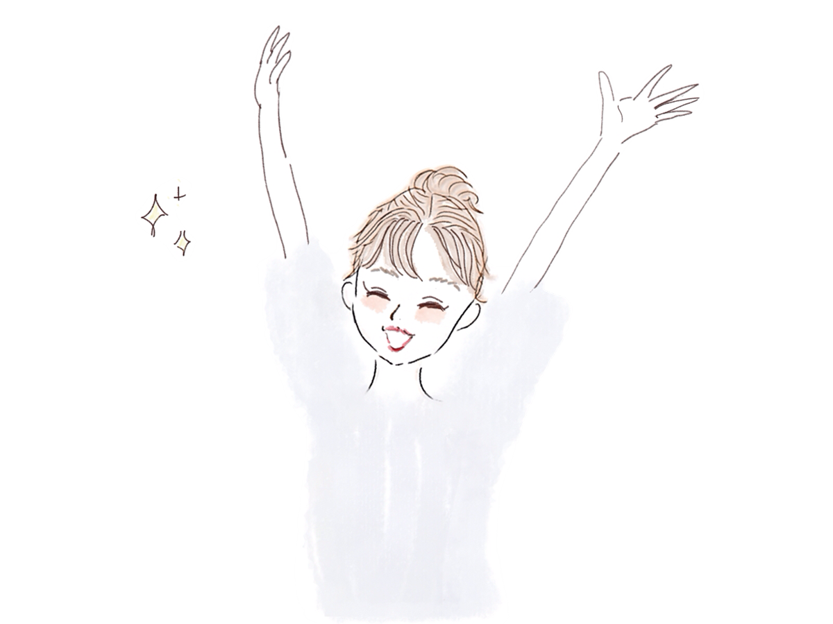 最高のメンターに出会えた喜んでいる女性のイラスト(ATAYC-イラスト)