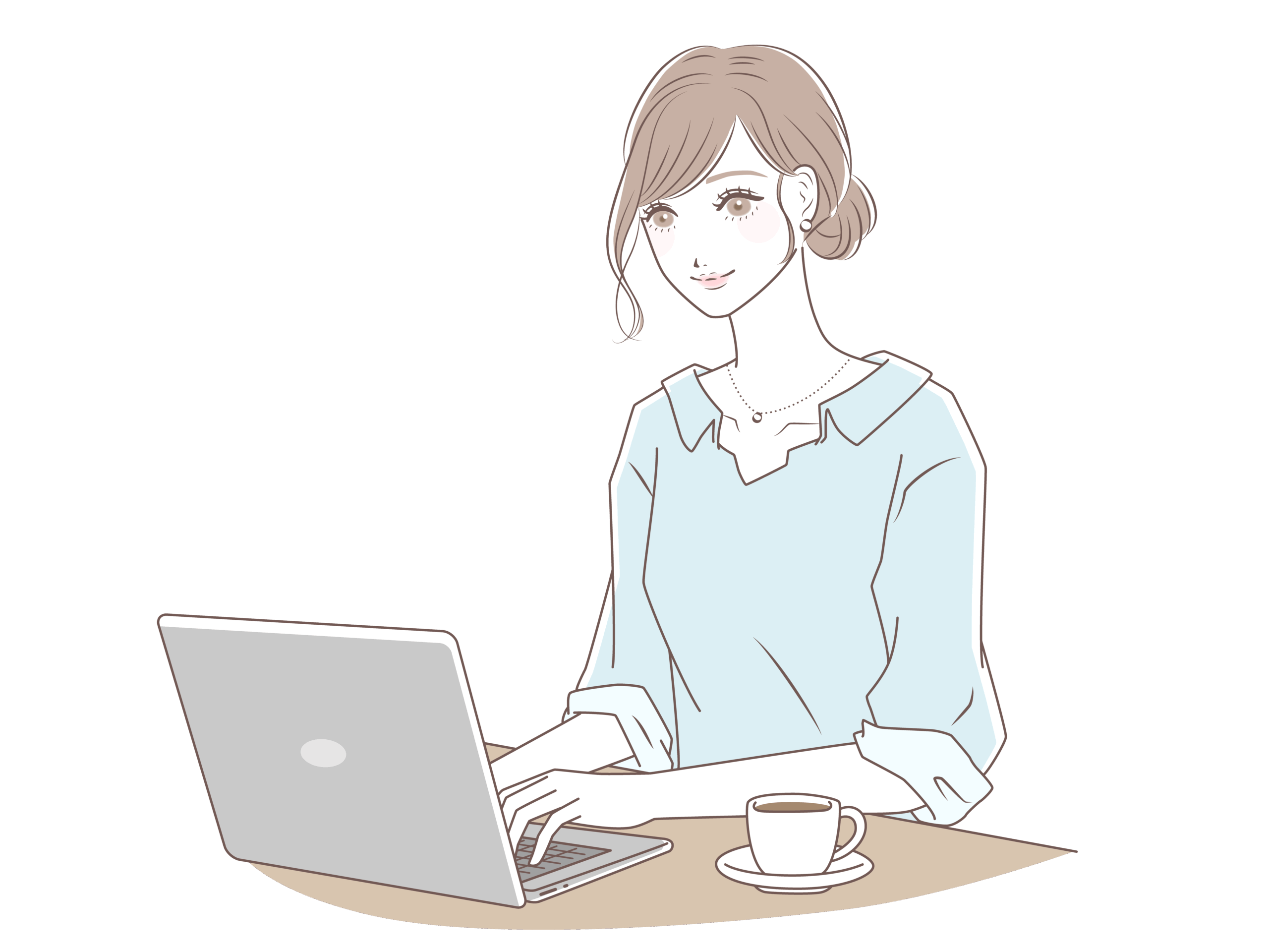 WEBサイトを作成しPC作業している女性のイラスト(ATAYC-イラスト)