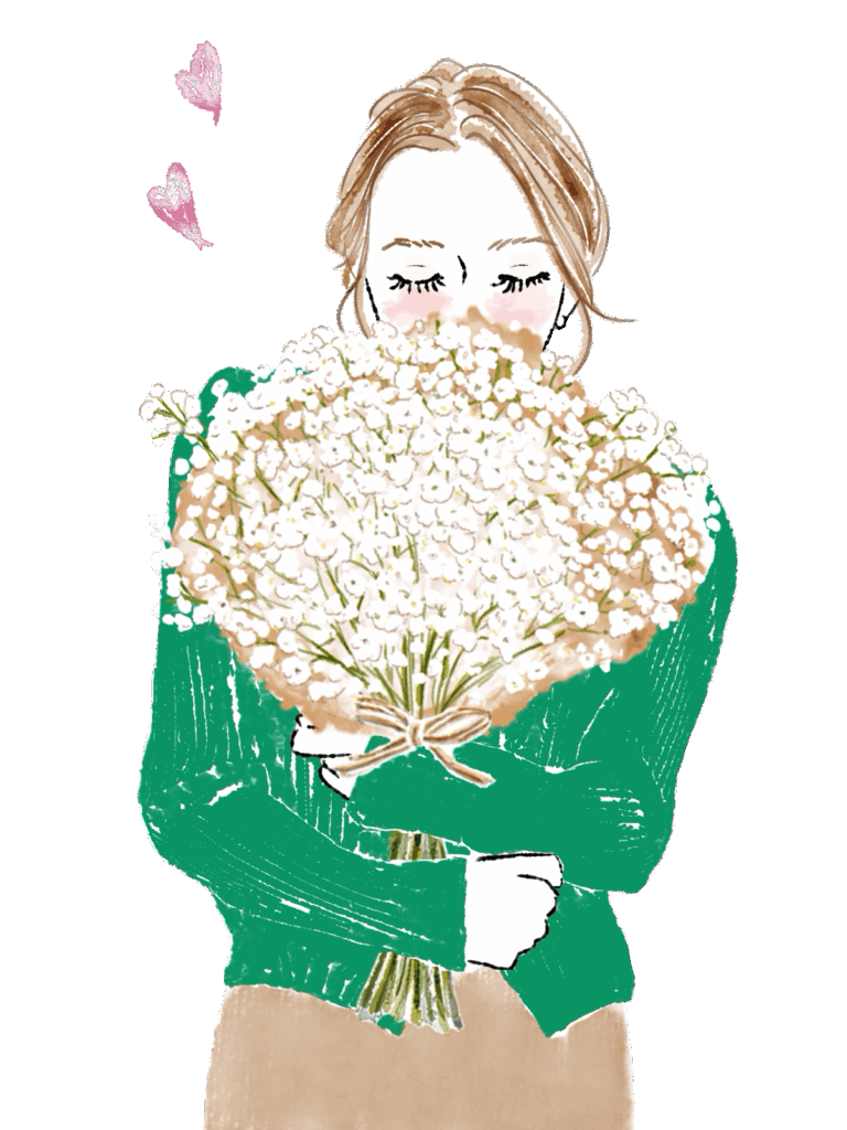 花束を持つ女性ATAYCイラスト