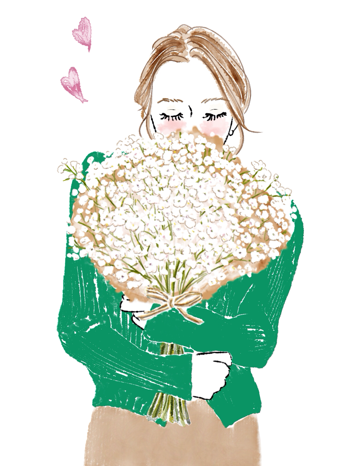 花束を持つ女性ATAYCイラスト