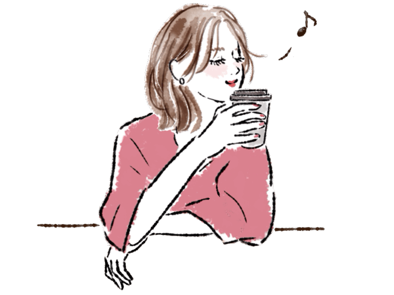 女性がコーヒーを飲んでるイラストATAYC