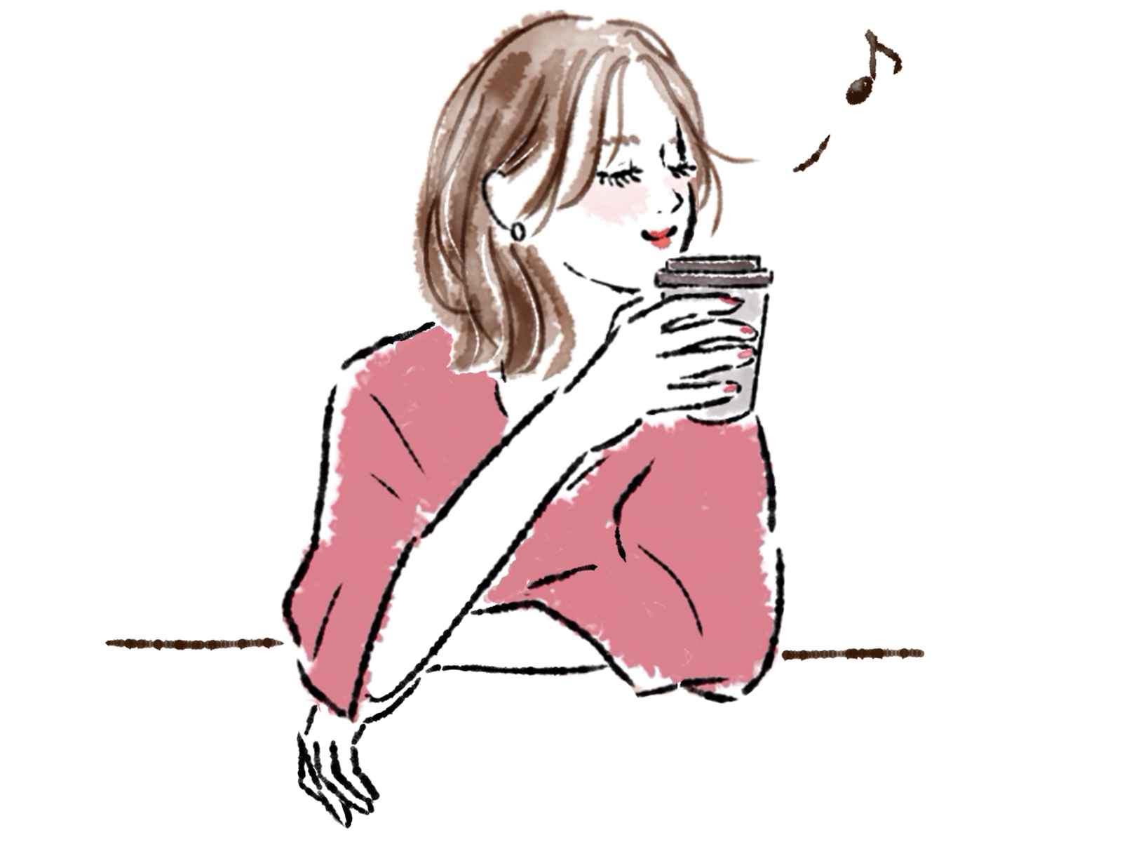 女性がコーヒーを飲んでるイラストATAYC