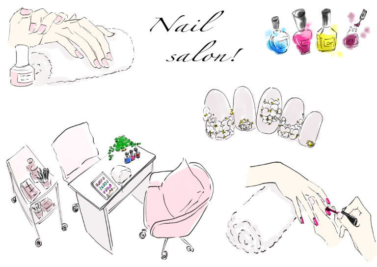 ネイルサロンで自分たちの未来について語るイラストATAYC