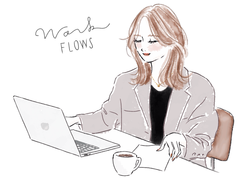 PCに向かって仕事をする女性のイラストatayc