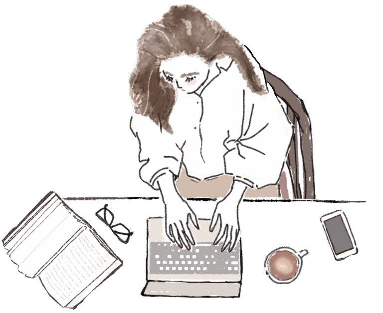 女性がPC作業をしているイラストATAYC